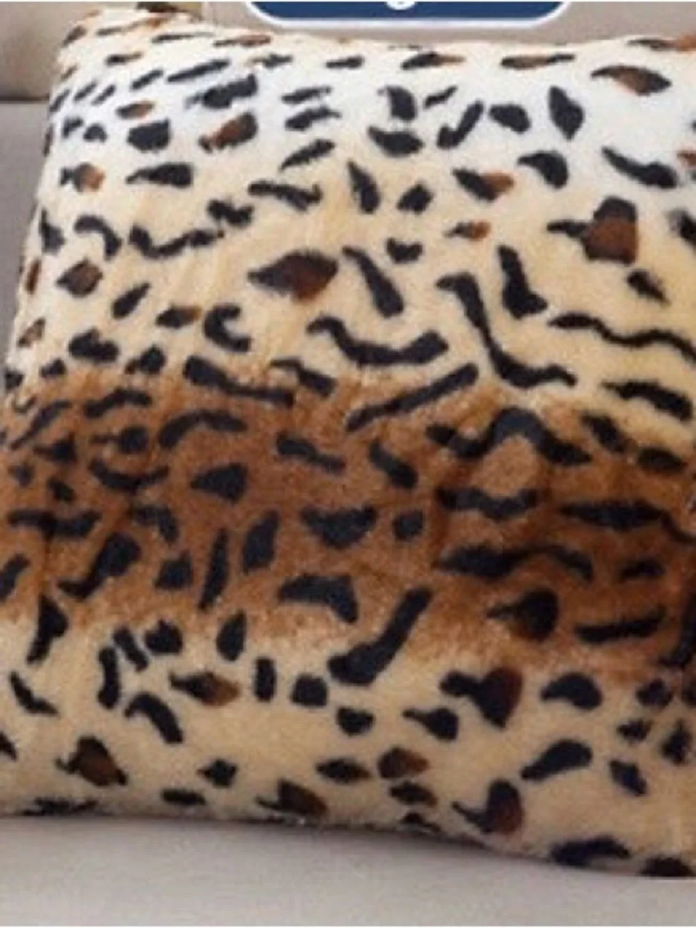 Leopard Print Faux Fur Accent Pillow - Cream and Brown